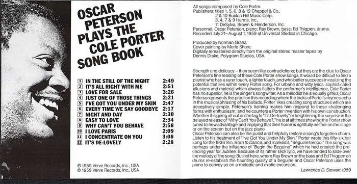 Oscar Peterson - ...Plays the Cole Porter Songbook CD