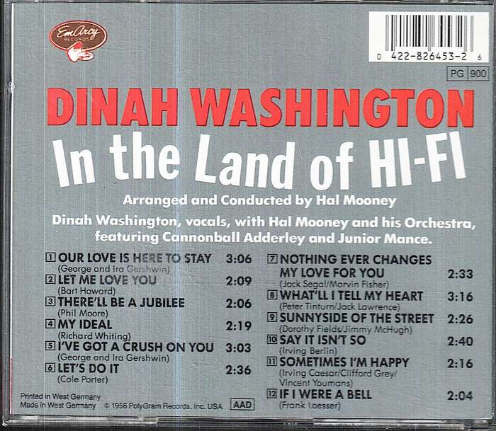 Dinah Washington - In the Land of Hi-Fi CD