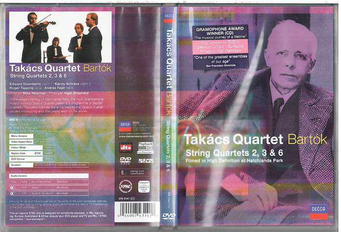 Takacs Quartet: Bartok String Quartets 2, 3 & 6 DVD