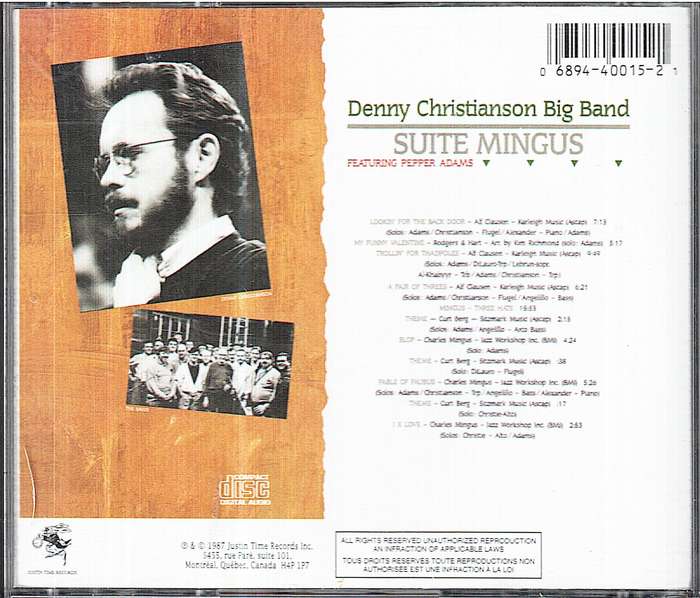 Denny Christianson Big Band (featuring Pepper Adams) - Suite Mingus CD