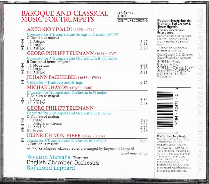 Wynton Marsalis - Baroque Music for Trumpets CD