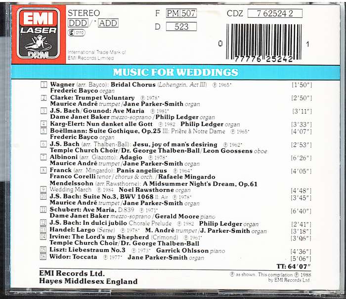 Various Composers - Music For Weddings CD