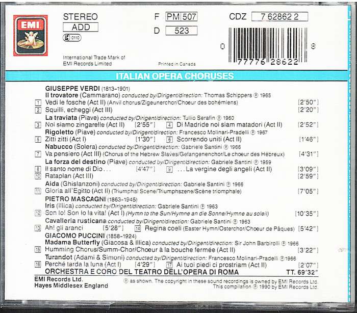 Italian Opera Choruses - Rome Opera House Chorus CD