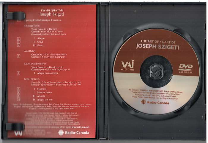 The Art of Joseph Szigeti DVD