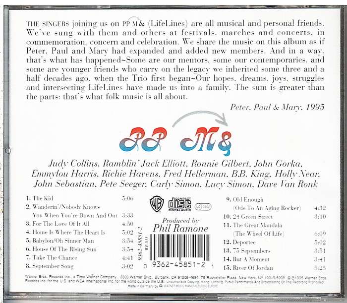 Peter, Paul And Mary - LifeLines CD [GERMAN IMPORT]