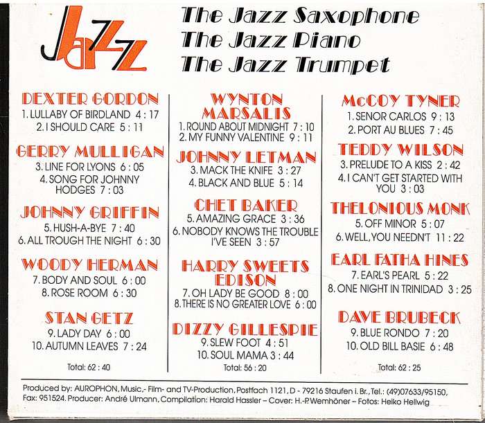 The Jazz Saxophone / The Jazz Trumpet / The Jazz Piano 3 CD Box