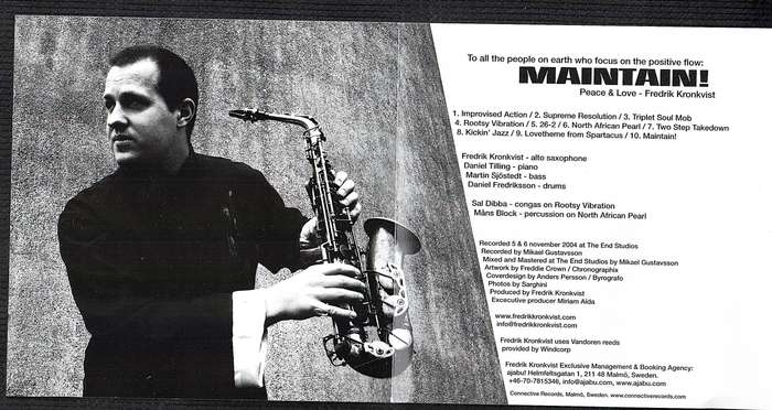 Fredrik Kronkvist Quartet - Maintain! CD