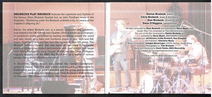 Darius Brubeck | Chris Brubeck | Dan Brubeck | Dave O'Higgins - Brubecks Play Brubeck 1992 CD