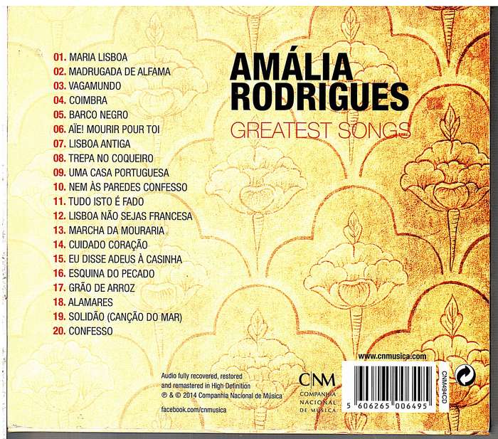 Amalia Rodrigues - Greatest Songs CD