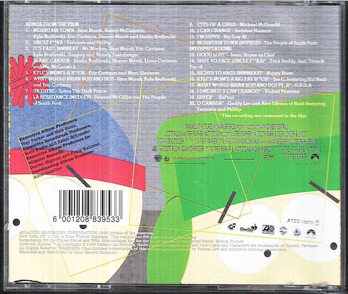 Various - Music From And Inspired By The Motion Picture South Park: Bigger, Longer & Uncut CD