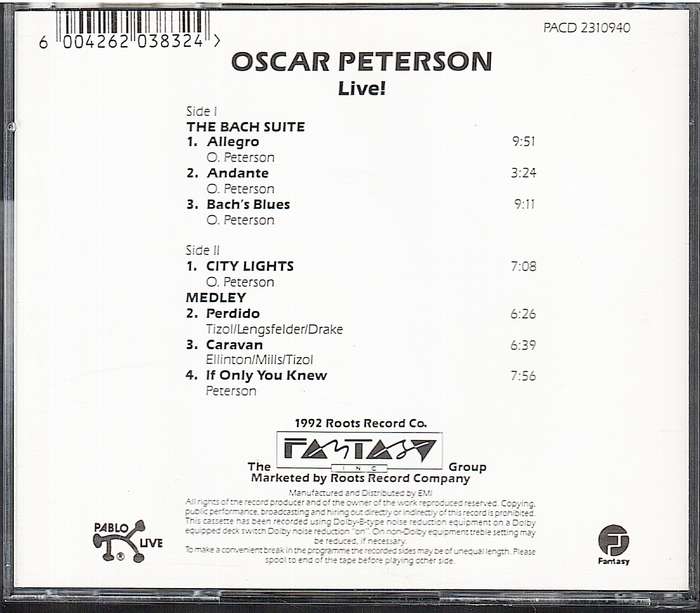Oscar Peterson - Oscar Peterson Live! CD
