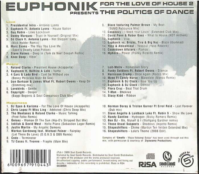 Euphonik - For the Love of House 2: The Politics of Dance 3xCD