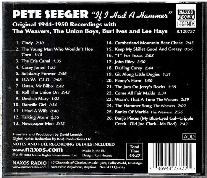 Pete Seeger - If I Had a Hammer: Original Recordings 1944-1950 CD