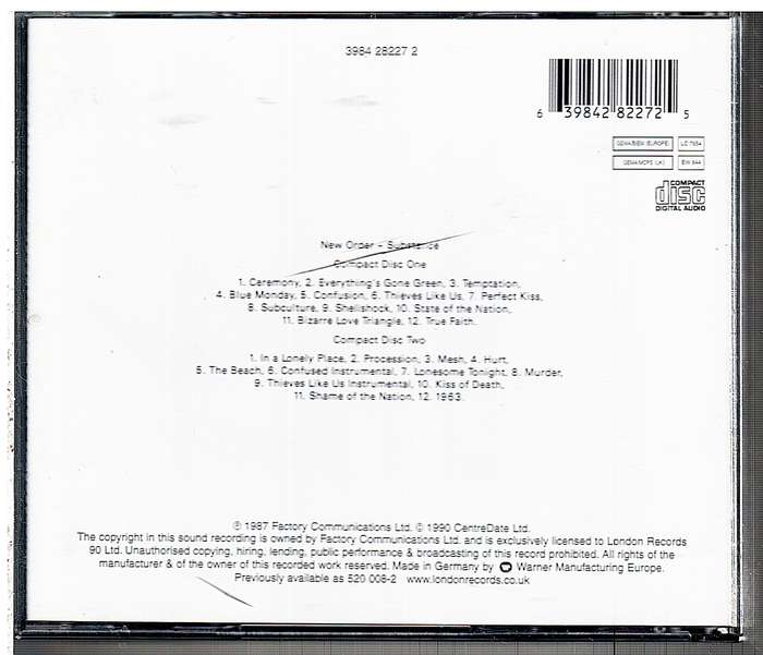 New Order - Substance 1987 2 CD Fat box [EUROPEAN IMPORT]