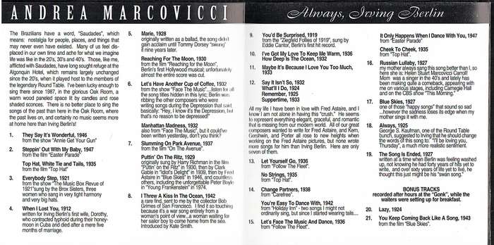 Andrea Marcovicci - Always Irving Berlin CD
