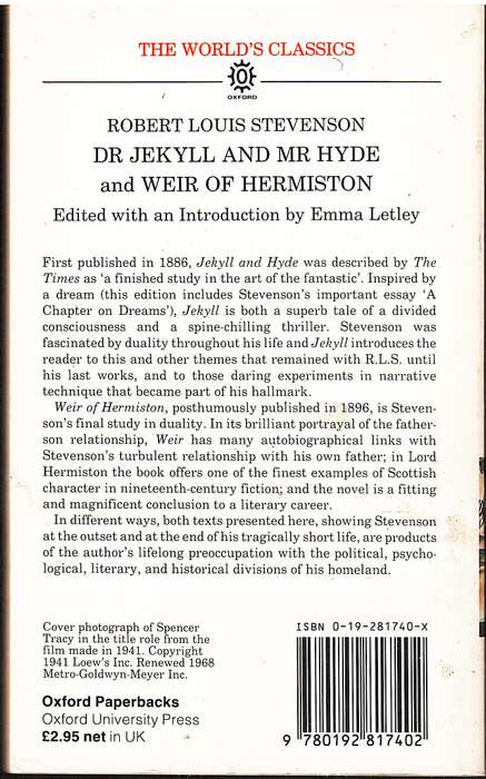 Dr Jeckyll and Mr Hyde (and Weir of Hermiston) - Robert Louis Stevenson