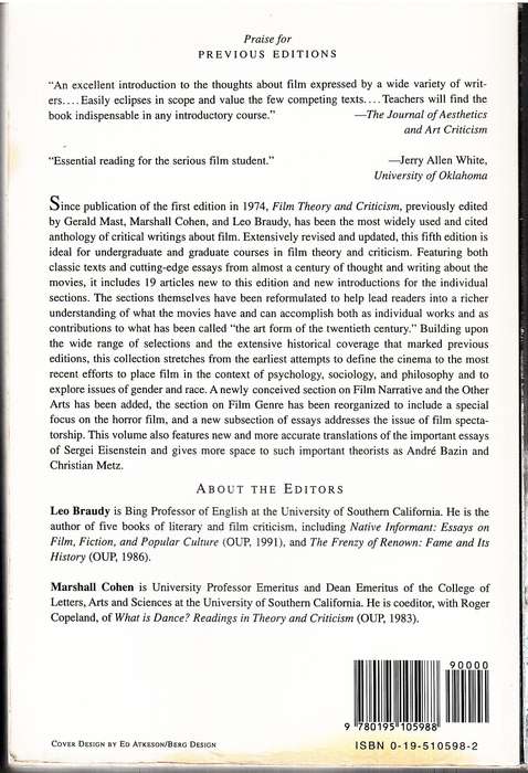 Film Theory and Criticism: Introductory Readings 5E - Leo Braudy & Marshall Cohen (Eds.)