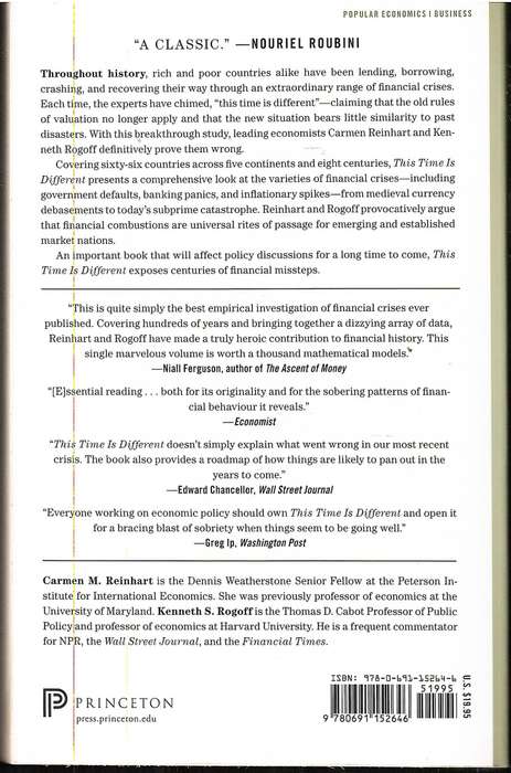 This Time is Different: Eight Centuries of Financial Folly - Carmen M Reinhart & Kenneth S Rogoff