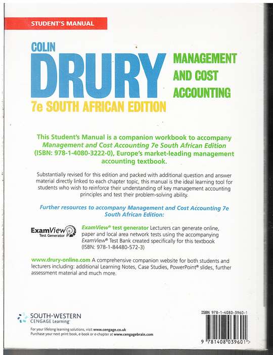 Management and Cost Accounting Student's Manual - Colin Drury {7th South African Edition)