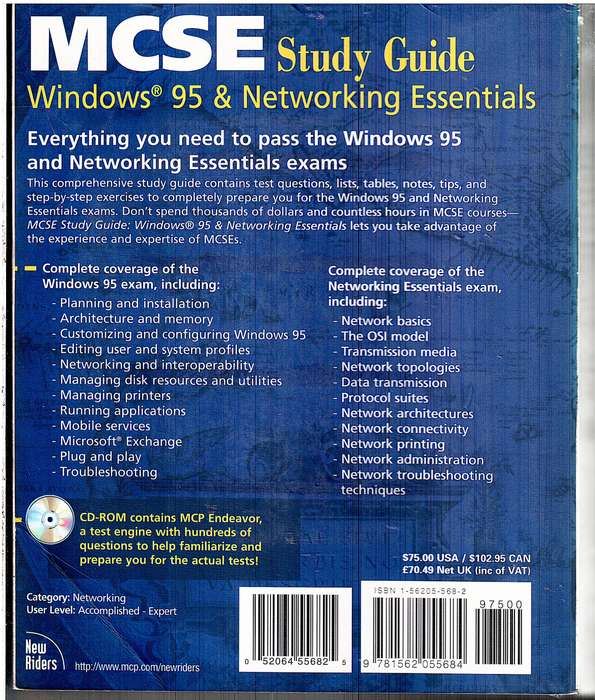 MCSE Study Guide: Windows 95 and Networking Essentials - Joe Casad et al [Book only, No CD-ROM]