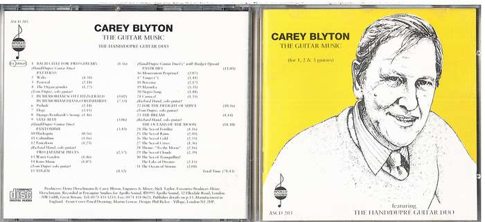 Carey Blyton (featuring The Hand/Dupre Guitar Duo - The Guitar Music (for 1, 2 & 3 guitars) CD