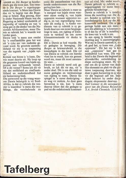 Dawie 1946-1964: 'n Bloemlesing Uit die Geskrifte van Die Burger se Politieke Kommentator