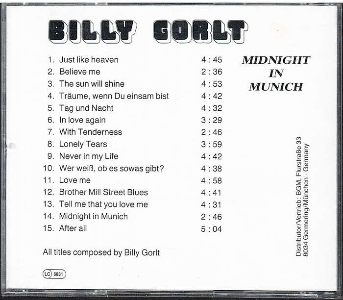 Billy Gorlt - Midnight in Munich CD