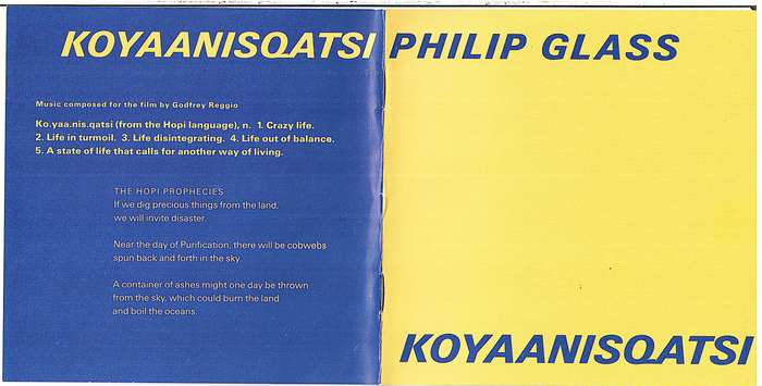 Philip Glass - Koyaanisqatsi (Music composed for the film by Godfrey Reggio) CD