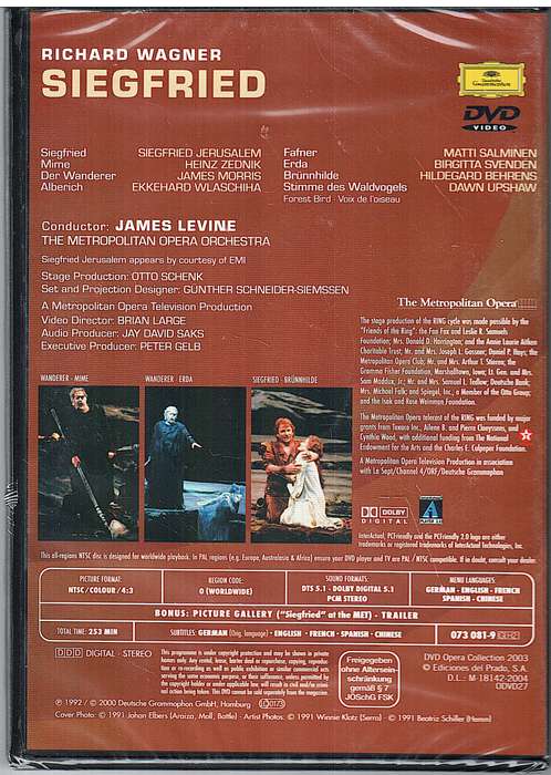 Wagner: Siegfried - Siegfried Jerusalem, James Morris, Metropolitan Opera, James Levine Pt2 DVD