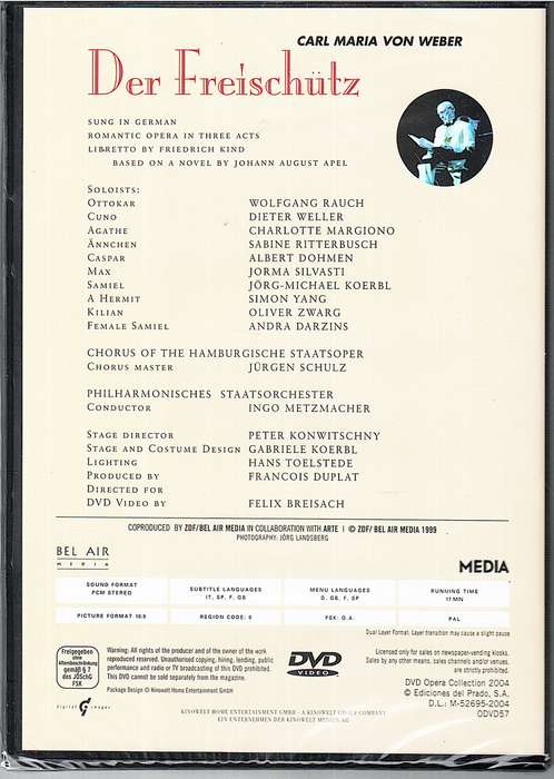 Weber: Der Freischutz - Jorma Silvasti, Charlotte Margiono, Hamburg State Opera, Ingo Metzmacher DVD