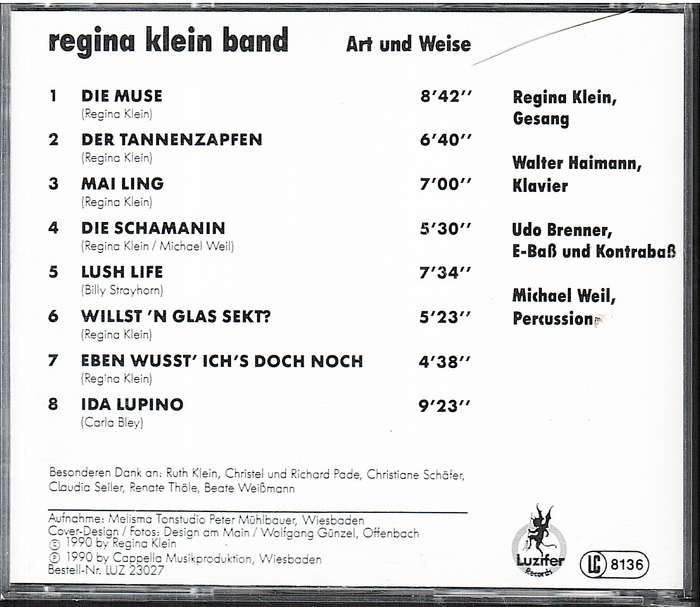Regina Klein Band - Art und Weise CD [INSCRIBED BY REGINA KLEIN]