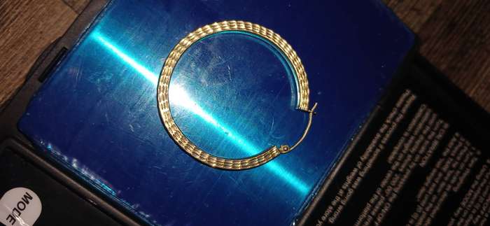 Large silver and 9ct gold hoop earing