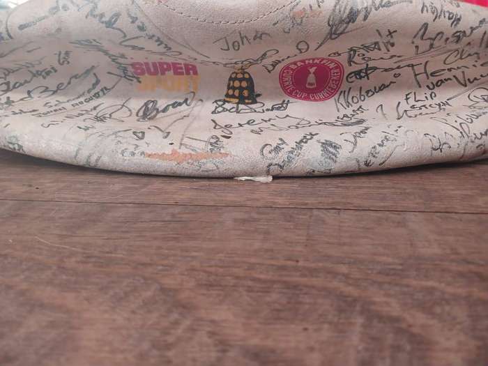 Old big signed rugby ball