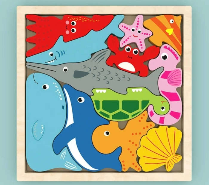 3D Wooden Montessori Puzzle - Sea Animals