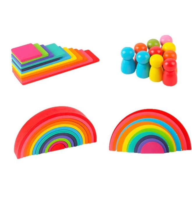 Montessori wooden rainbow blocks