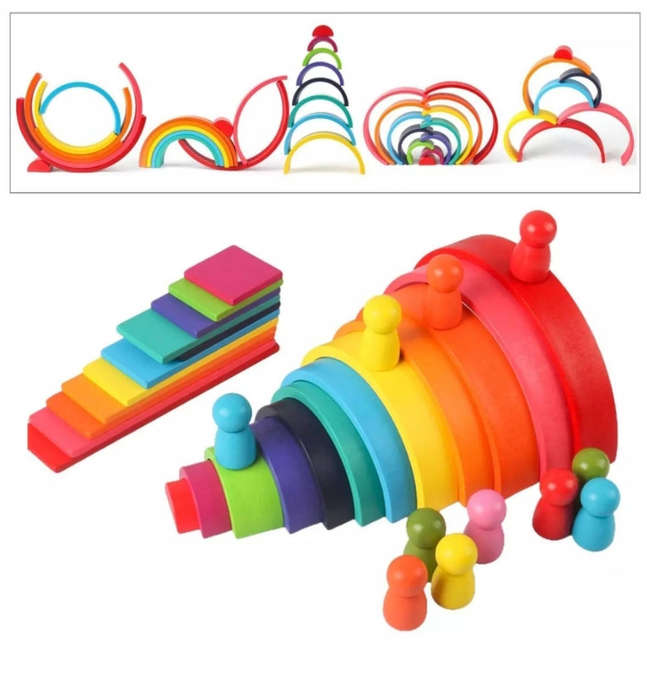 Montessori wooden rainbow blocks