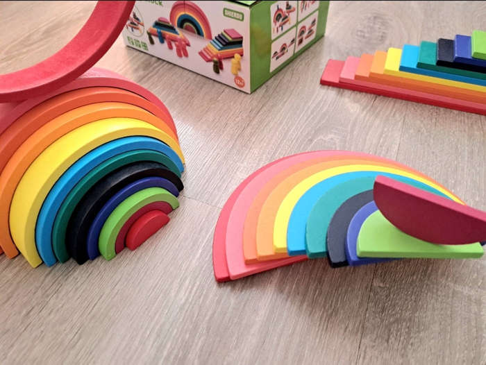 Montessori wooden rainbow blocks