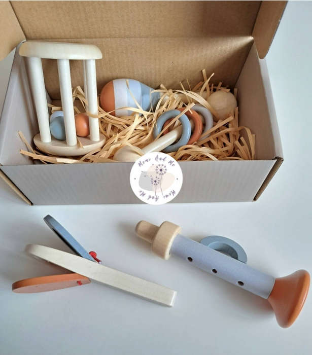 Set of five wooden baby musical instruments set