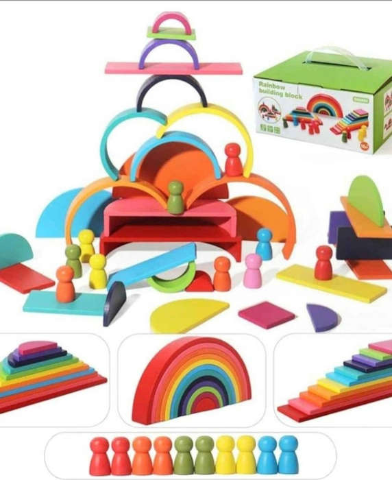 Montessori wooden rainbow blocks