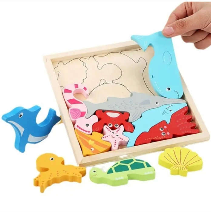 3D wooden Montessori Puzzle - Fruits design