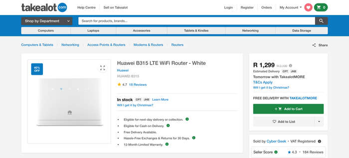 Huawei LTE 4G Wi-Fi SIM Router