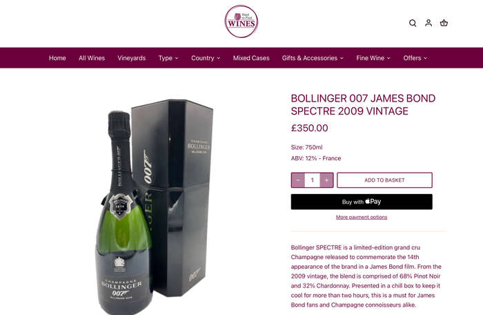 Bollinger Vintage 2009 Limited 007 Edition in Exclusive Cooler Display Case