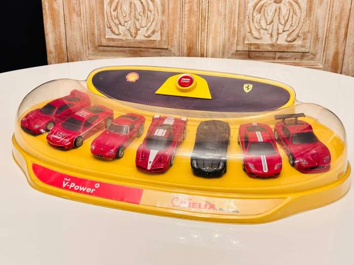 Complete Set of Vintage Ferrari Collectable Model Cars In Original Display Case