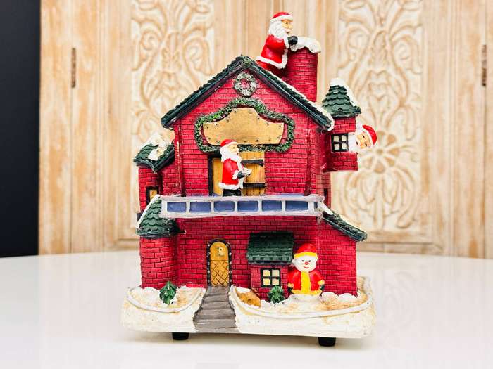 Vintage Puleo Signature Collection Fiber Optic Large Santas Village House