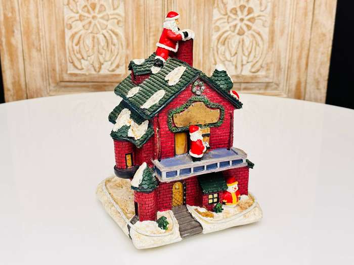 Vintage Puleo Signature Collection Fiber Optic Large Santas Village House