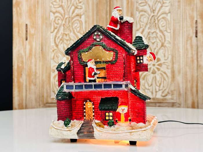 Vintage Puleo Signature Collection Fiber Optic Large Santas Village House