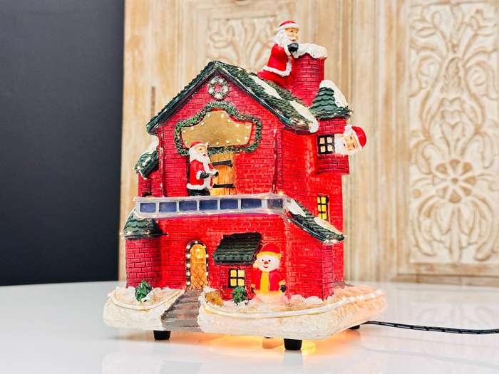 Vintage Puleo Signature Collection Fiber Optic Large Santas Village House