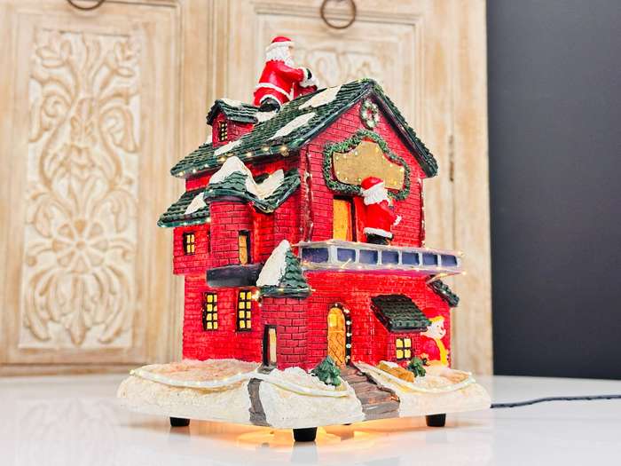 Vintage Puleo Signature Collection Fiber Optic Large Santas Village House