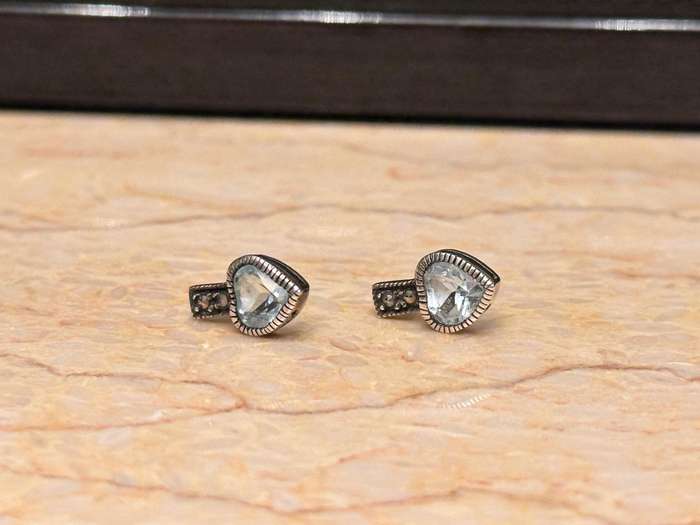Exquisite Vintage Silver Topaz & Marcasite Earrings