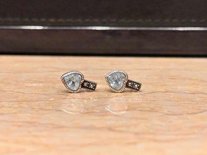 Exquisite Vintage Silver Topaz & Marcasite Earrings